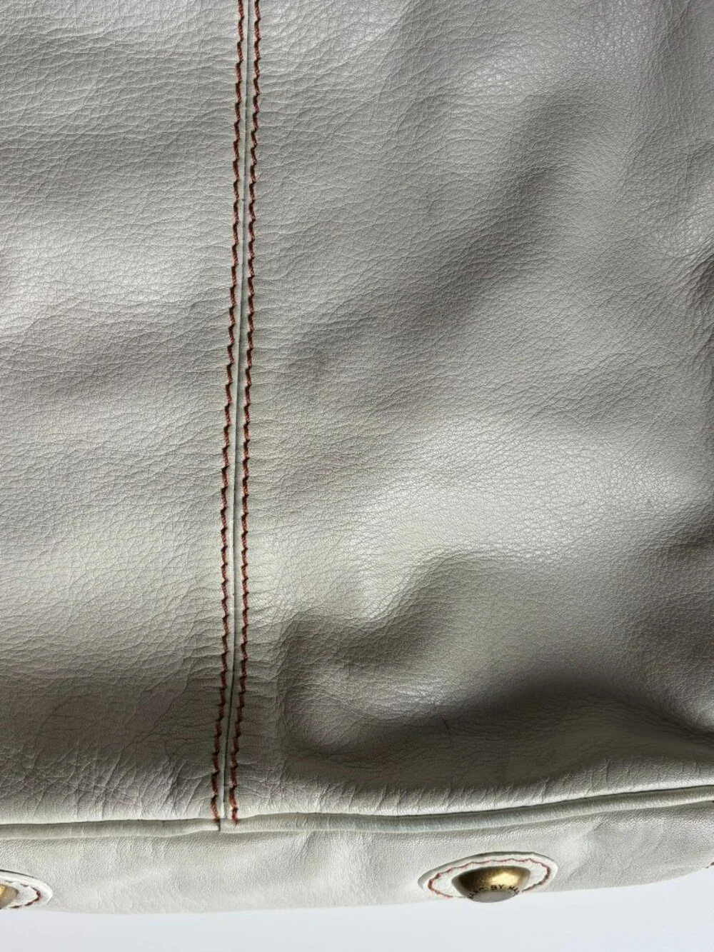 Marc by Marc Jacobs Cream Leather Turnlock Bag Antique Brass Y2K